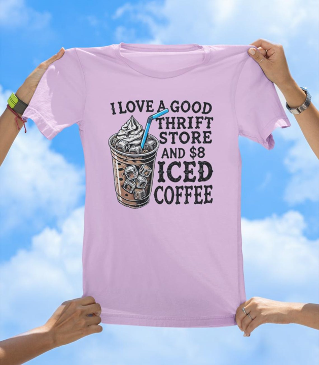 Thrift & Coffee T-Shirt | Funny Vintage Shopping and Coffee Lover Tee