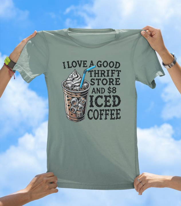 Thrift & Coffee T-Shirt | Funny Vintage Shopping and Coffee Lover Tee