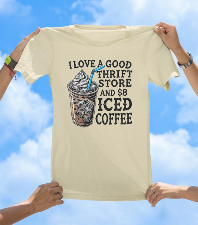 Thrift & Coffee T-Shirt | Funny Vintage Shopping and Coffee Lover Tee