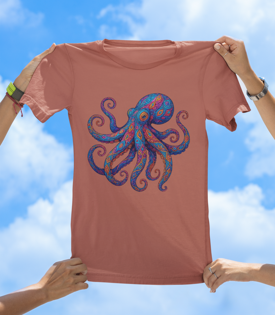 Vibrant Art Octopus T-Shirt | Colorful Ocean Animal Tee