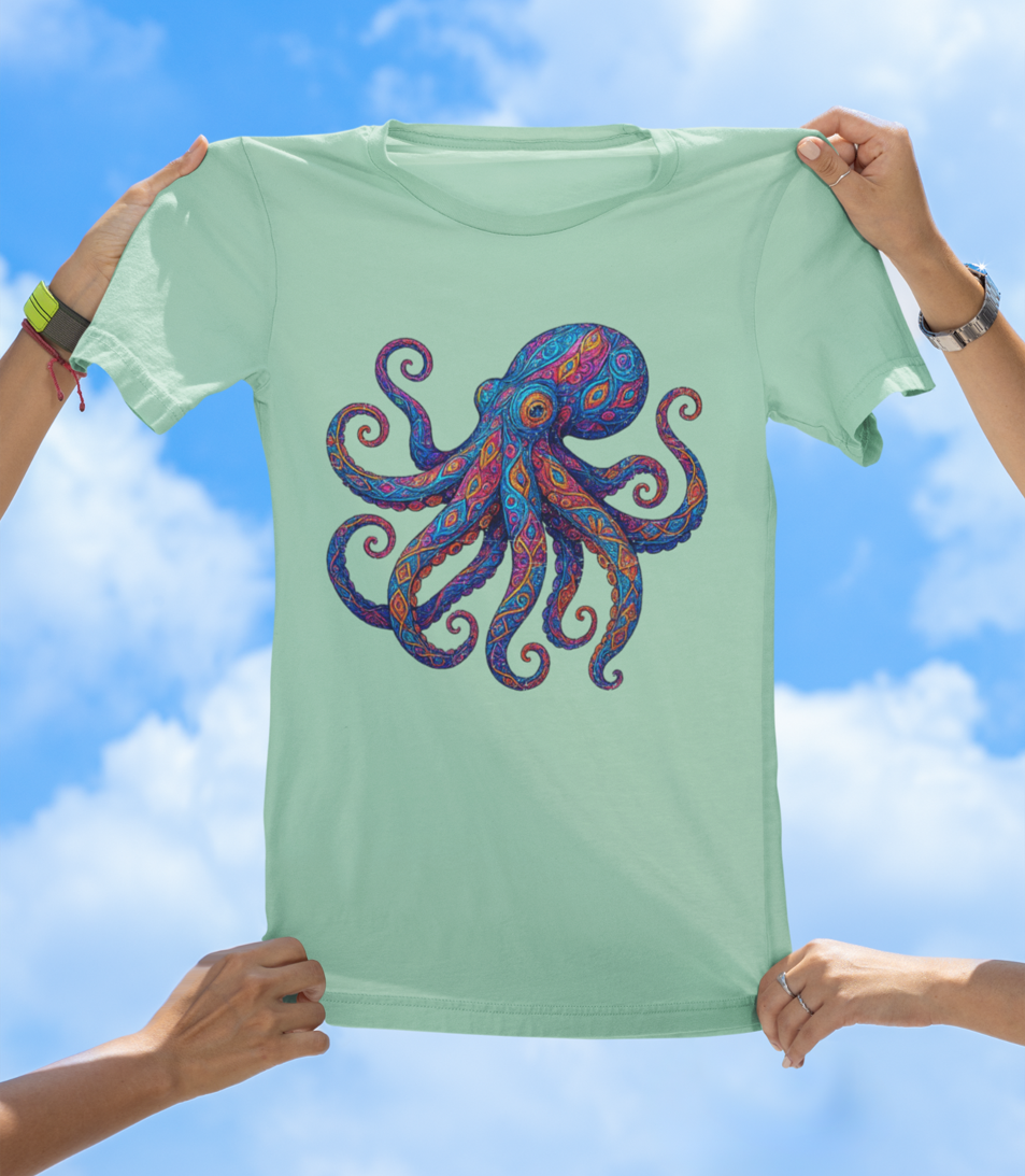Vibrant Art Octopus T-Shirt | Colorful Ocean Animal Tee