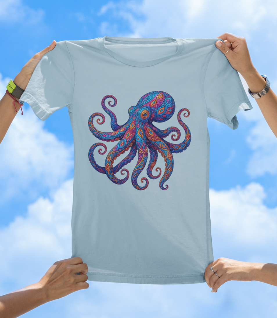 Vibrant Art Octopus T-Shirt | Colorful Ocean Animal Tee