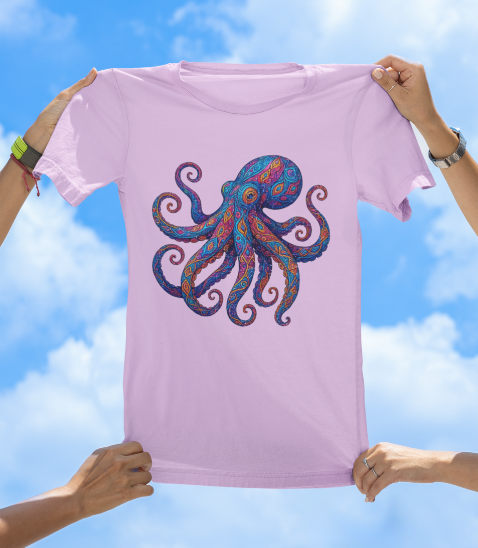Vibrant Art Octopus T-Shirt | Colorful Ocean Animal Tee