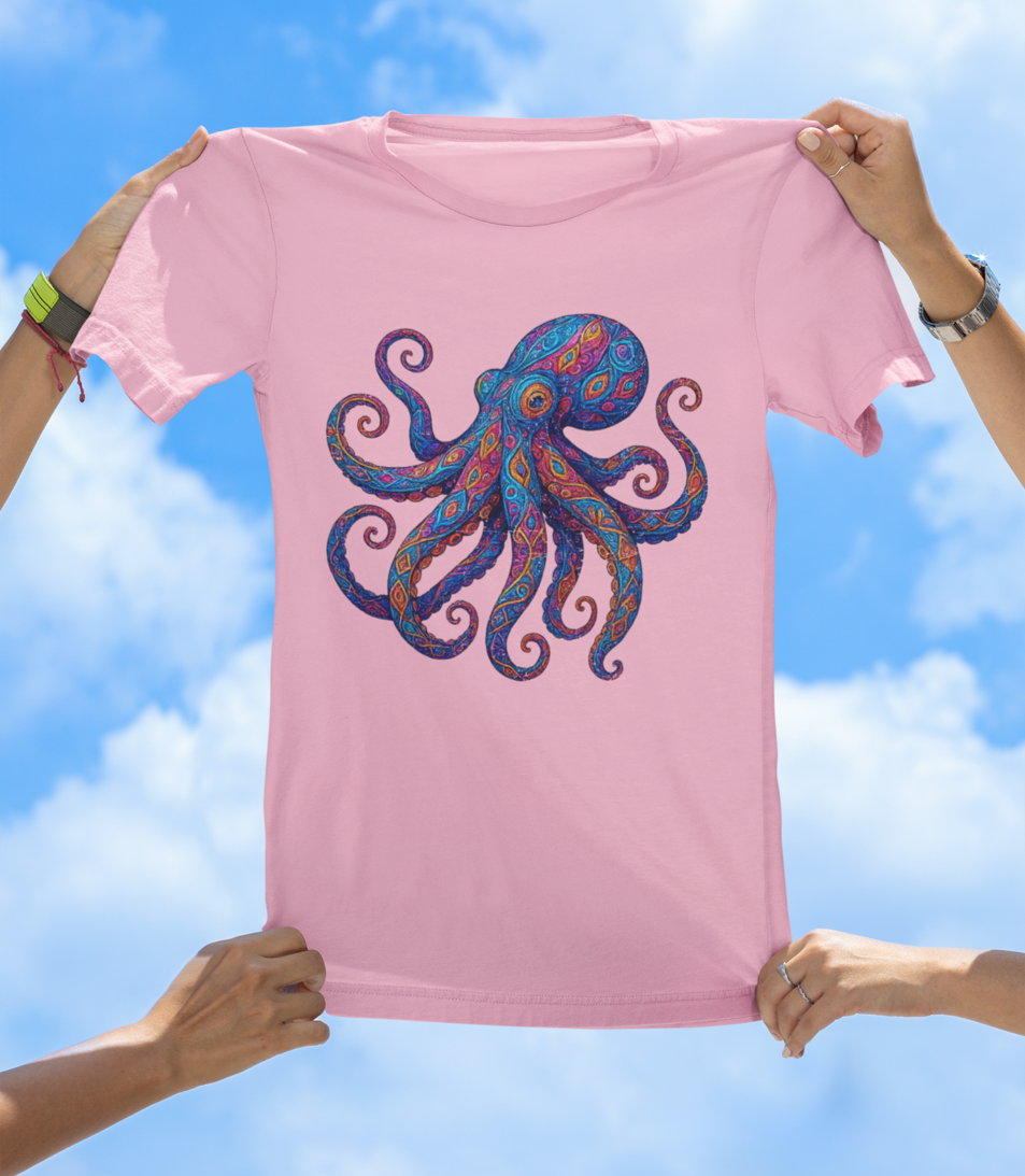 Vibrant Art Octopus T-Shirt | Colorful Ocean Animal Tee