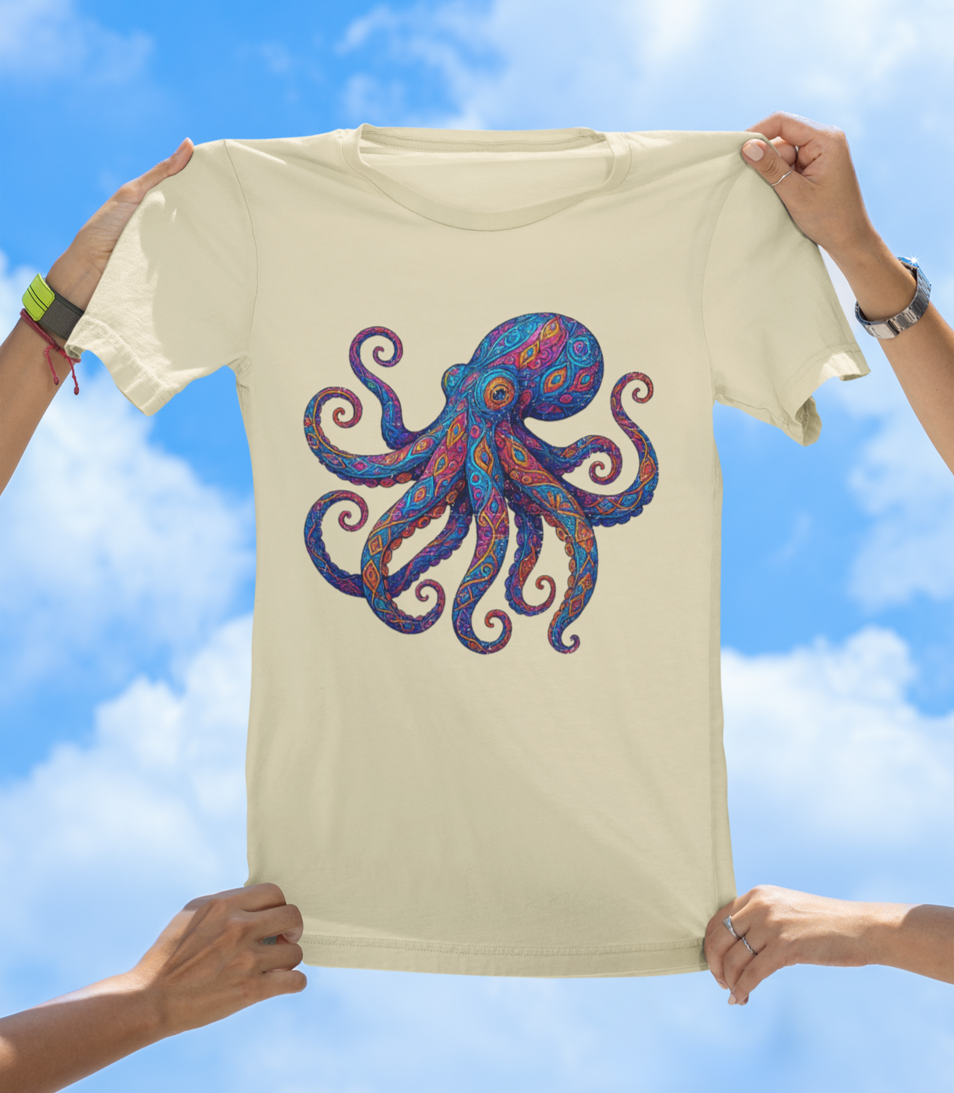 Vibrant Art Octopus T-Shirt | Colorful Ocean Animal Tee