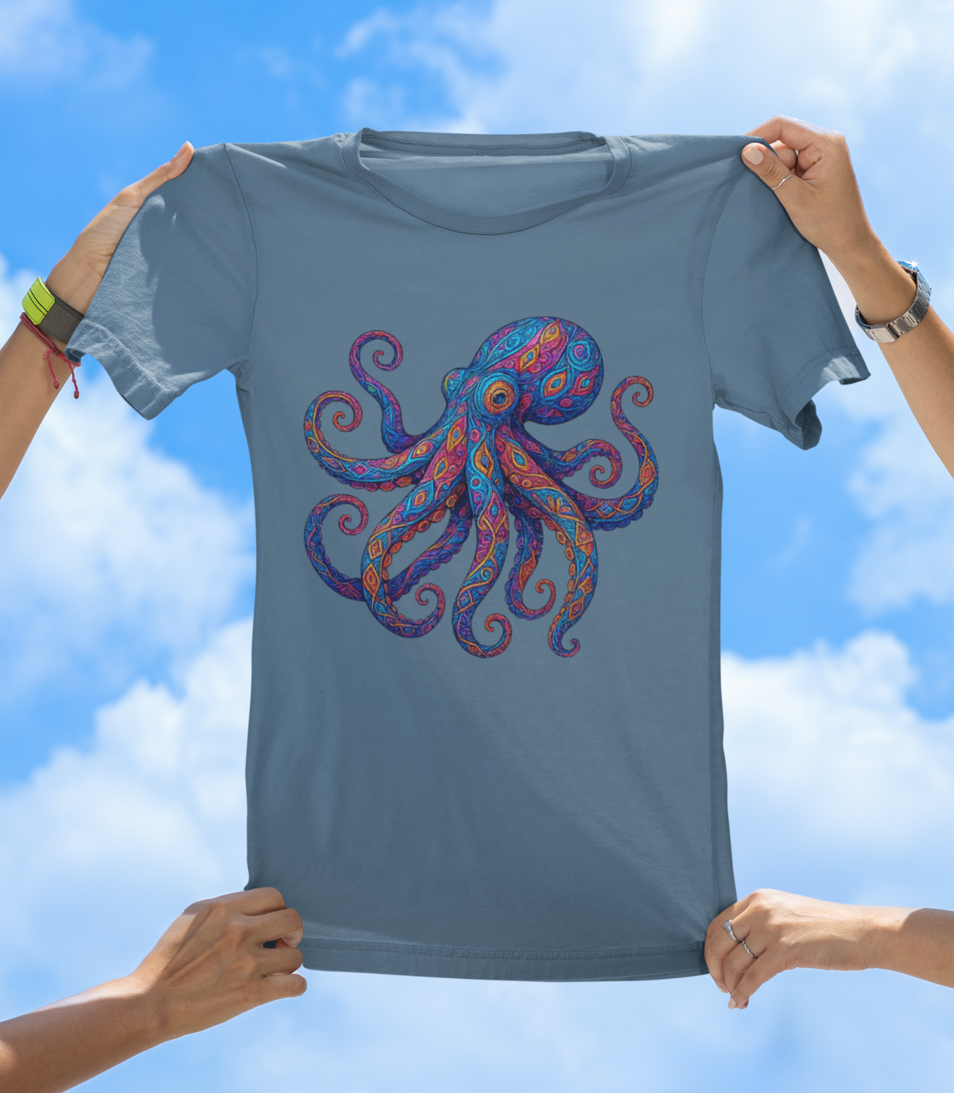 Vibrant Art Octopus T-Shirt | Colorful Ocean Animal Tee