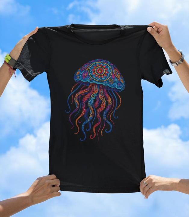 Vibrant Art Jellyfish T-Shirt | Colorful Ocean Jelly Tee