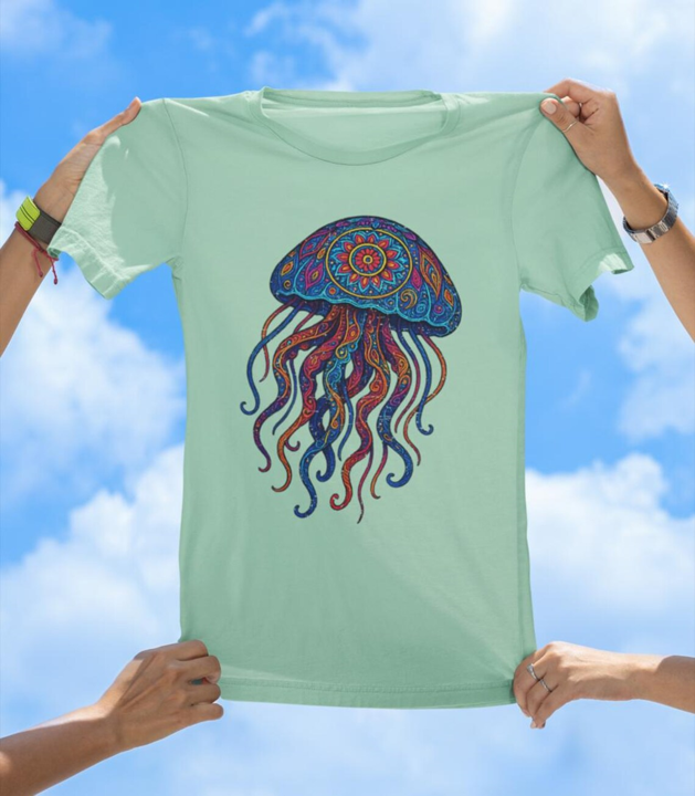 Vibrant Art Jellyfish T-Shirt | Colorful Ocean Jelly Tee