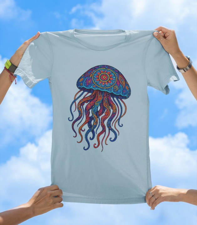 Vibrant Art Jellyfish T-Shirt | Colorful Ocean Jelly Tee