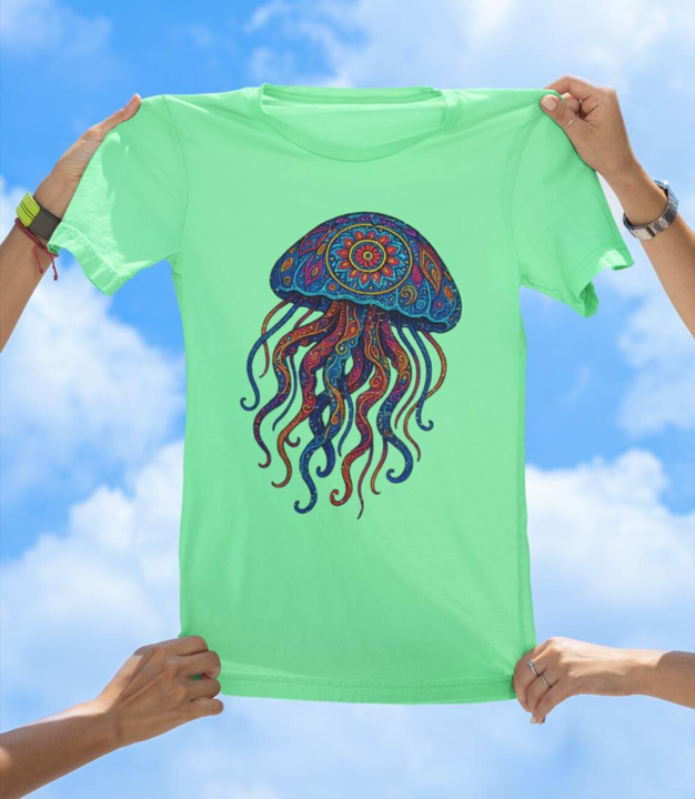 Vibrant Art Jellyfish T-Shirt | Colorful Ocean Jelly Tee