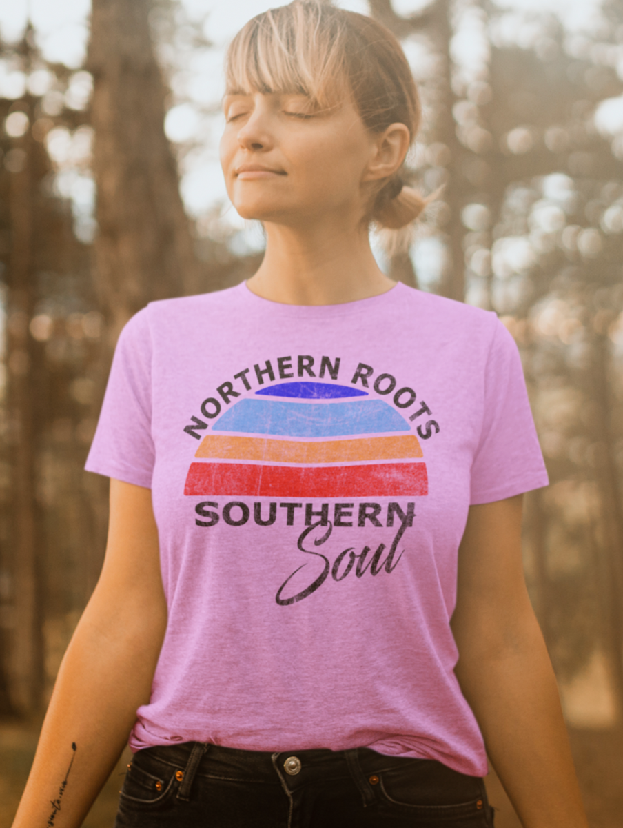 Southern Yankee Northern Roots Showing Raglan Ladies Tee Northern Roots Southern Soul XL