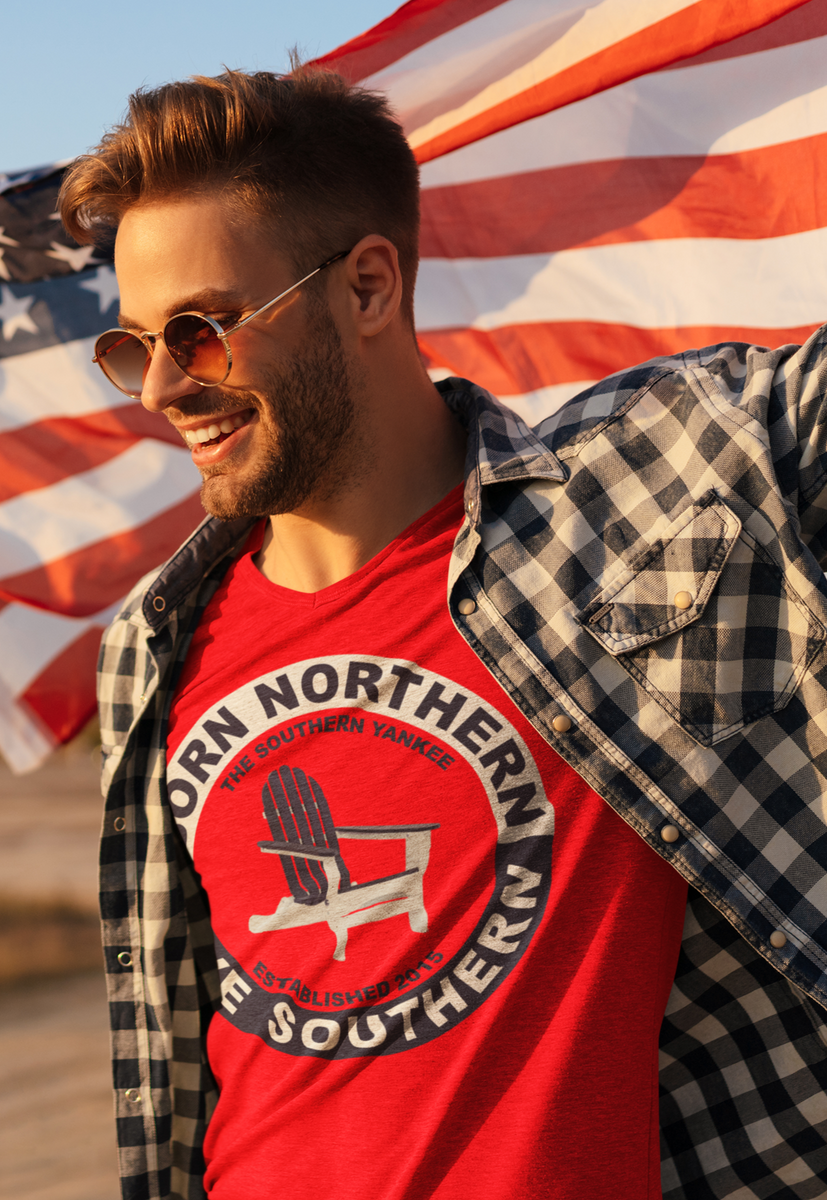 Born Northern Live Southern Vintage Tee - Northern Roots Southern Soul Red / L