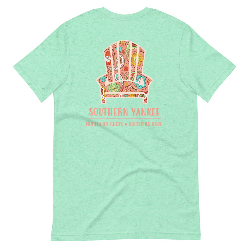 Southern Yankee Pink Paisley Adirondack Chair Logo Tee - Northern Roots Southern Soul Heather Mint / 2XL