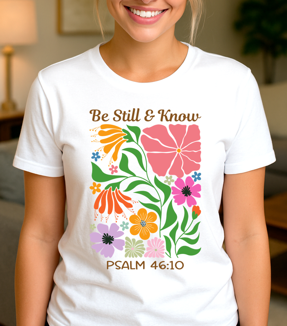 Be Still & Know – Psalm 46:10 | Floral Faith Tee