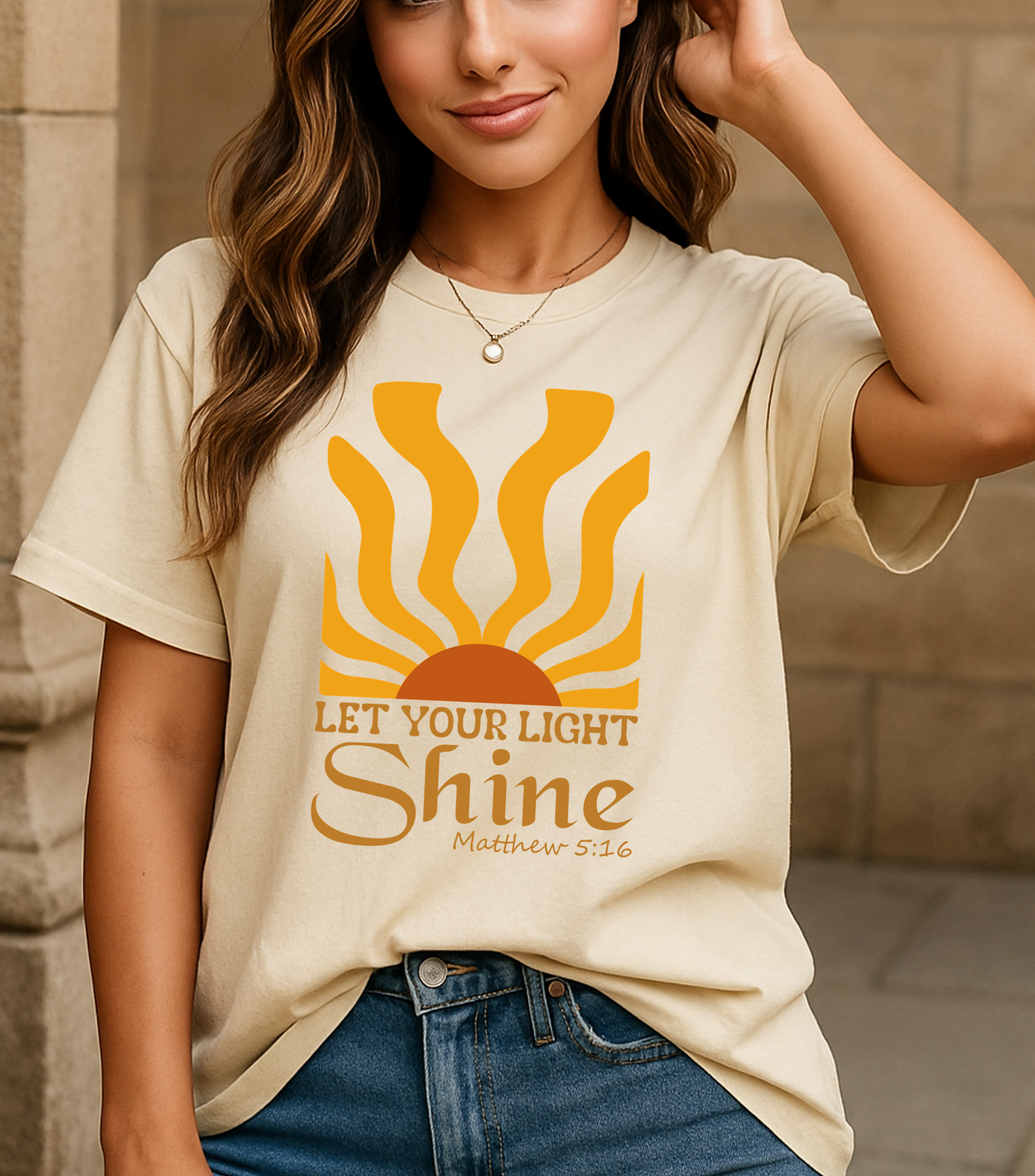 Let Your Light Shine – Matthew 5:16 | BOHO Floral Faith Graphic Tee