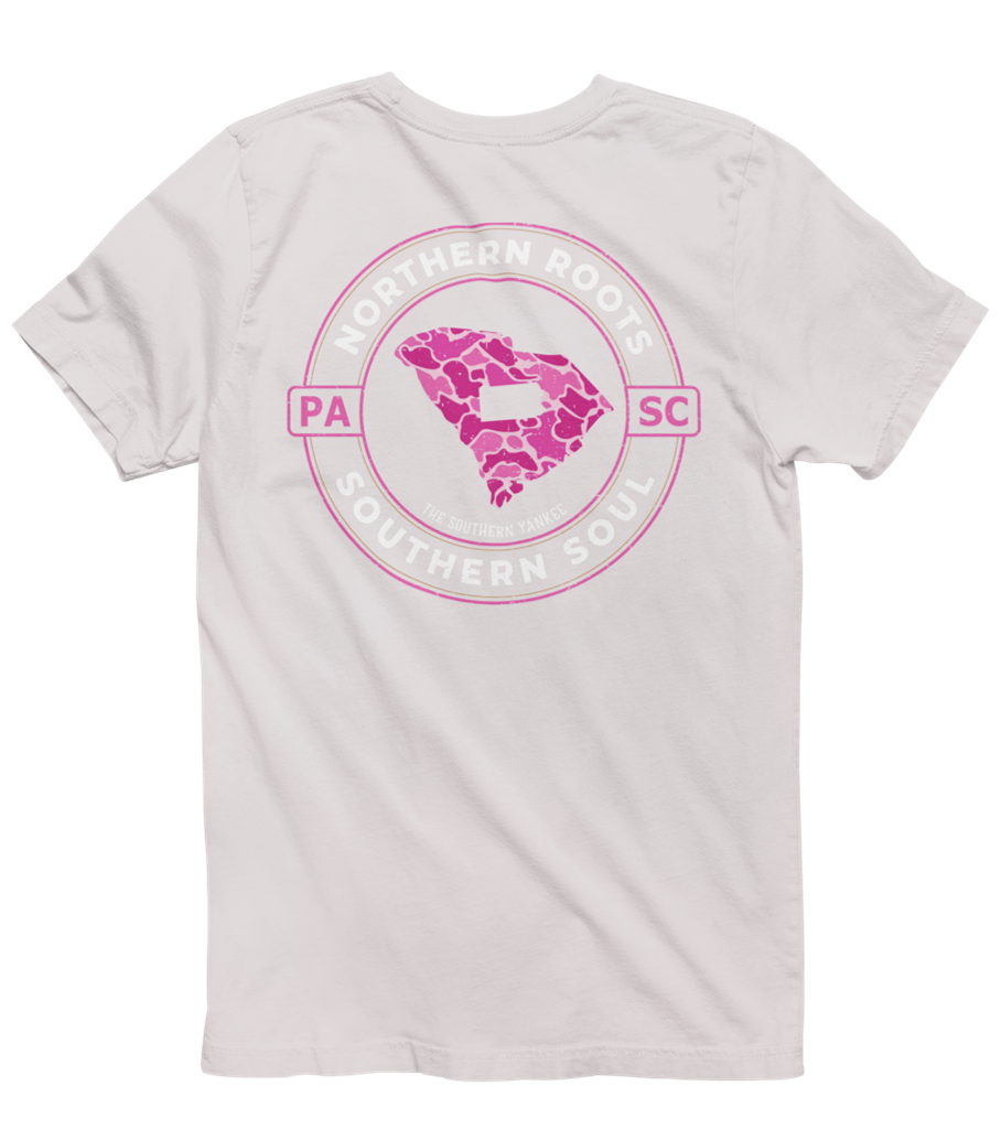South Carolina with Pennsylvania Roots Pink Camo Tee - The Southern Yankee