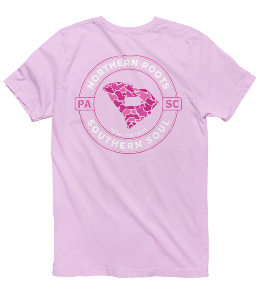 South Carolina with Pennsylvania Roots Pink Camo Tee - The Southern Yankee