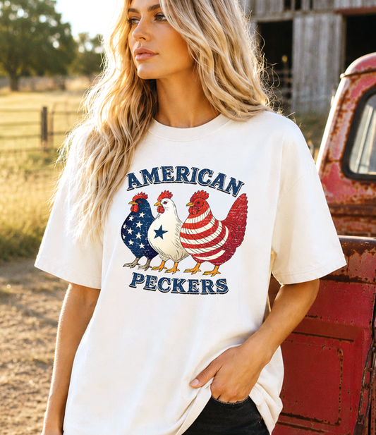 American Peckers T-Shirt | Funny Patriotic Chicken Graphic Tee - The Southern Yankee
