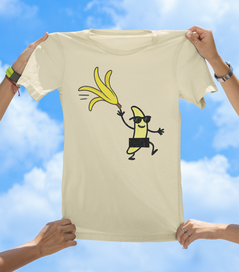 Banana Stripper Tee | Funny Cartoon Fruit Graphic Tee
