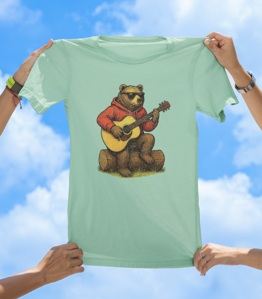 Bear Playing Guitar T-Shirt | Cool Hand-Drawn Animal Music Tee - The Southern Yankee