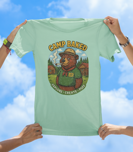 Camp Baked T-Shirt – Explore. Create. Puff.