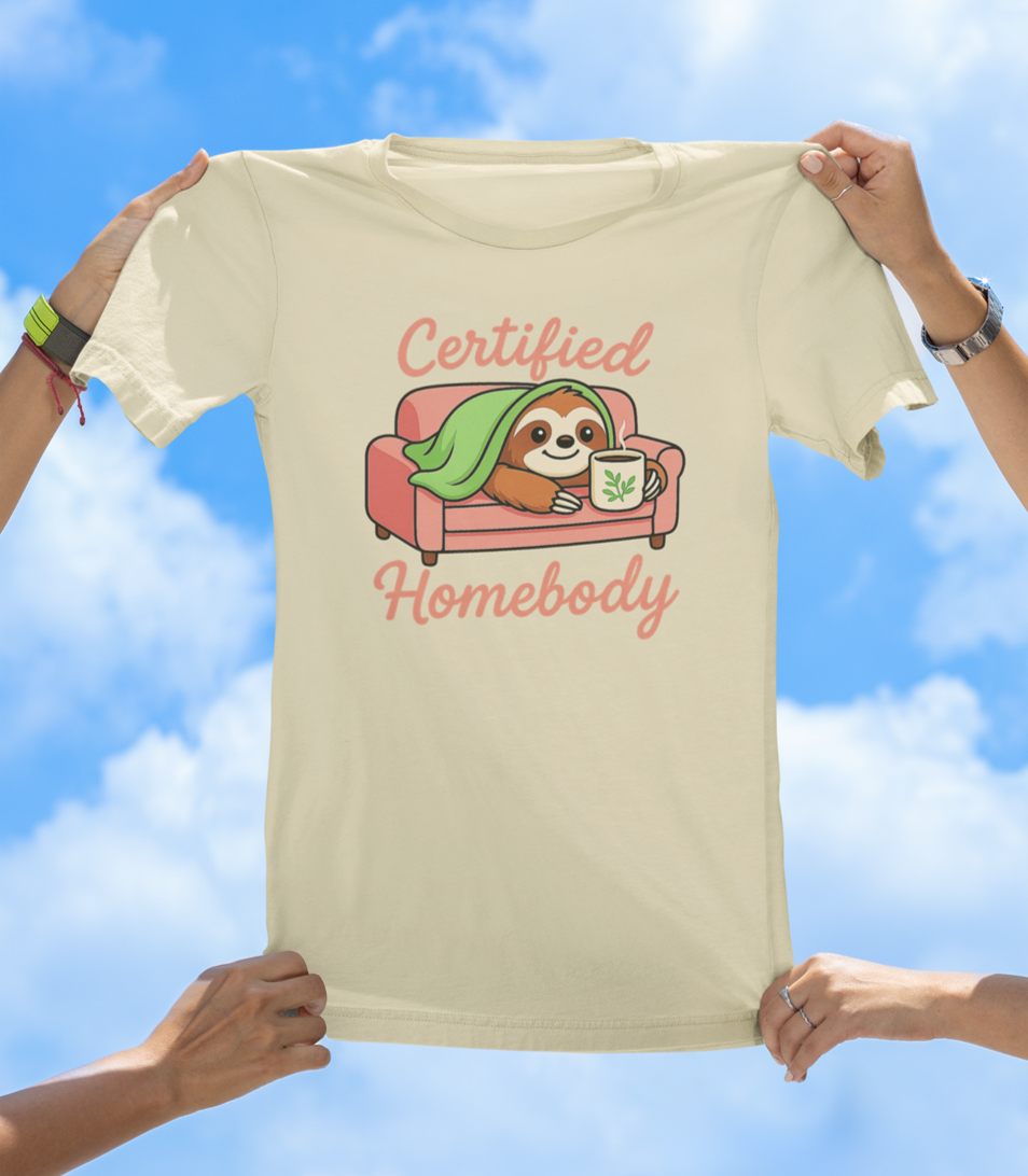 Certified Homebody T-Shirt | Cute Sloth Loungewear Tee