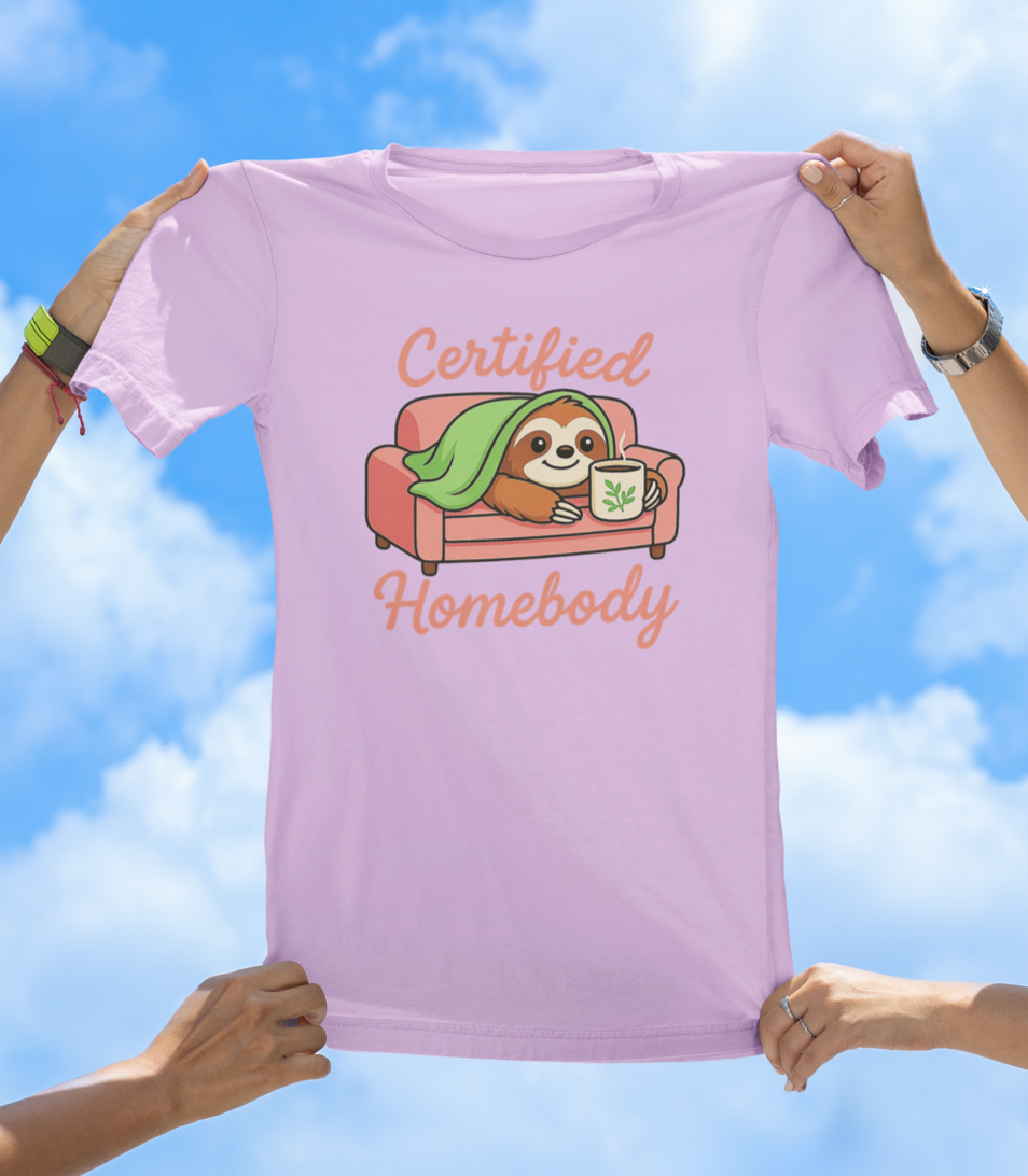 Certified Homebody T-Shirt | Cute Sloth Loungewear Tee