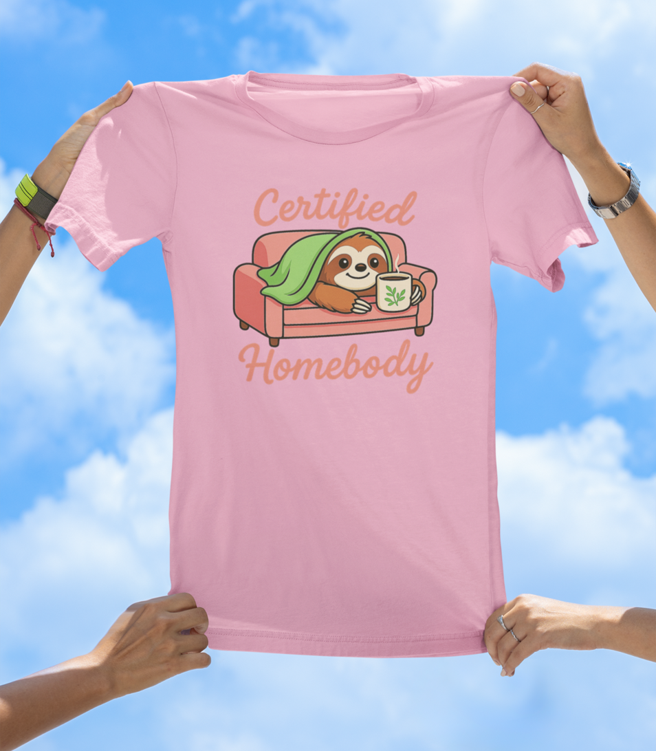 Certified Homebody T-Shirt | Cute Sloth Loungewear Tee