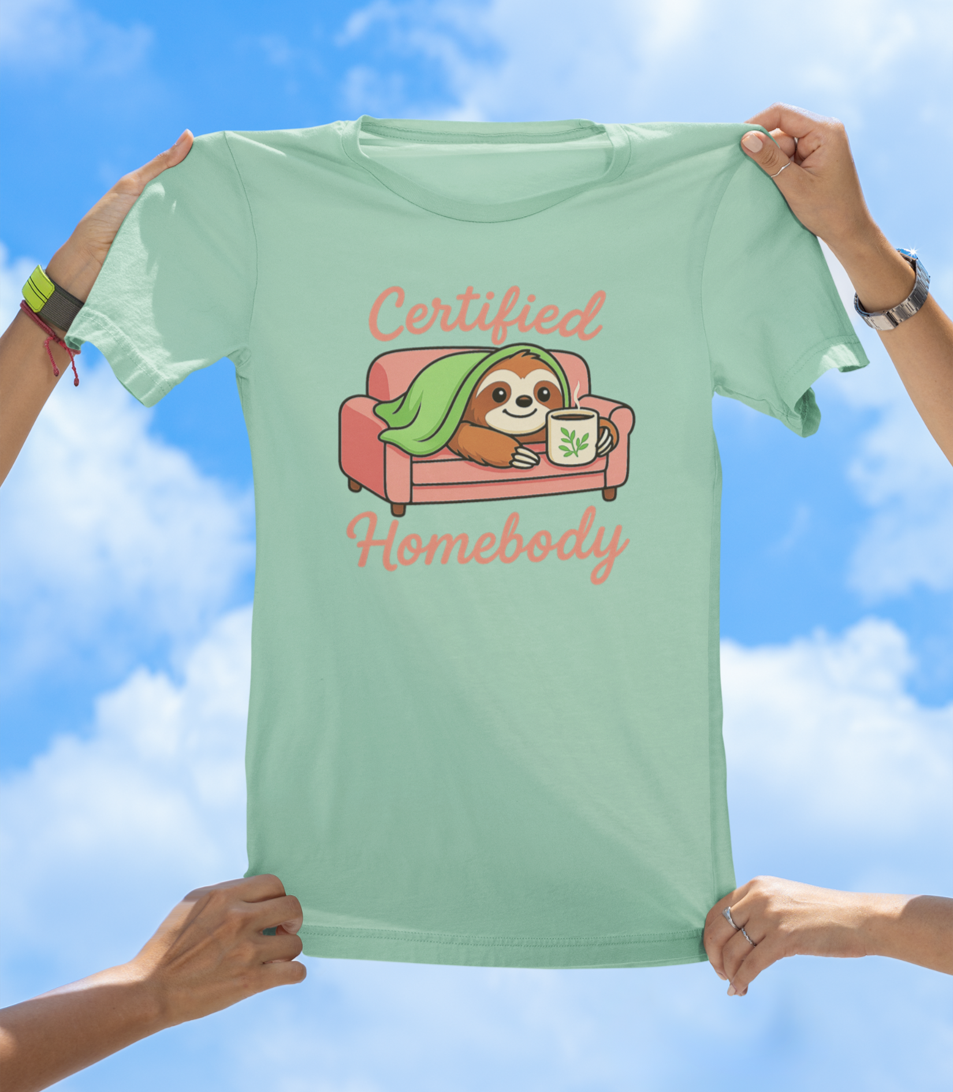 Certified Homebody T-Shirt | Cute Sloth Loungewear Tee