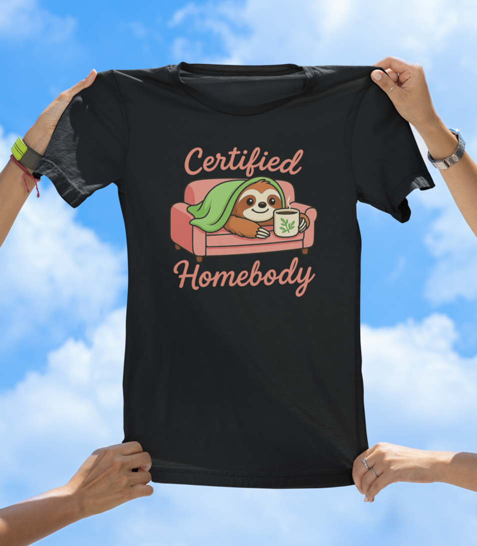 Certified Homebody T-Shirt | Cute Sloth Loungewear Tee