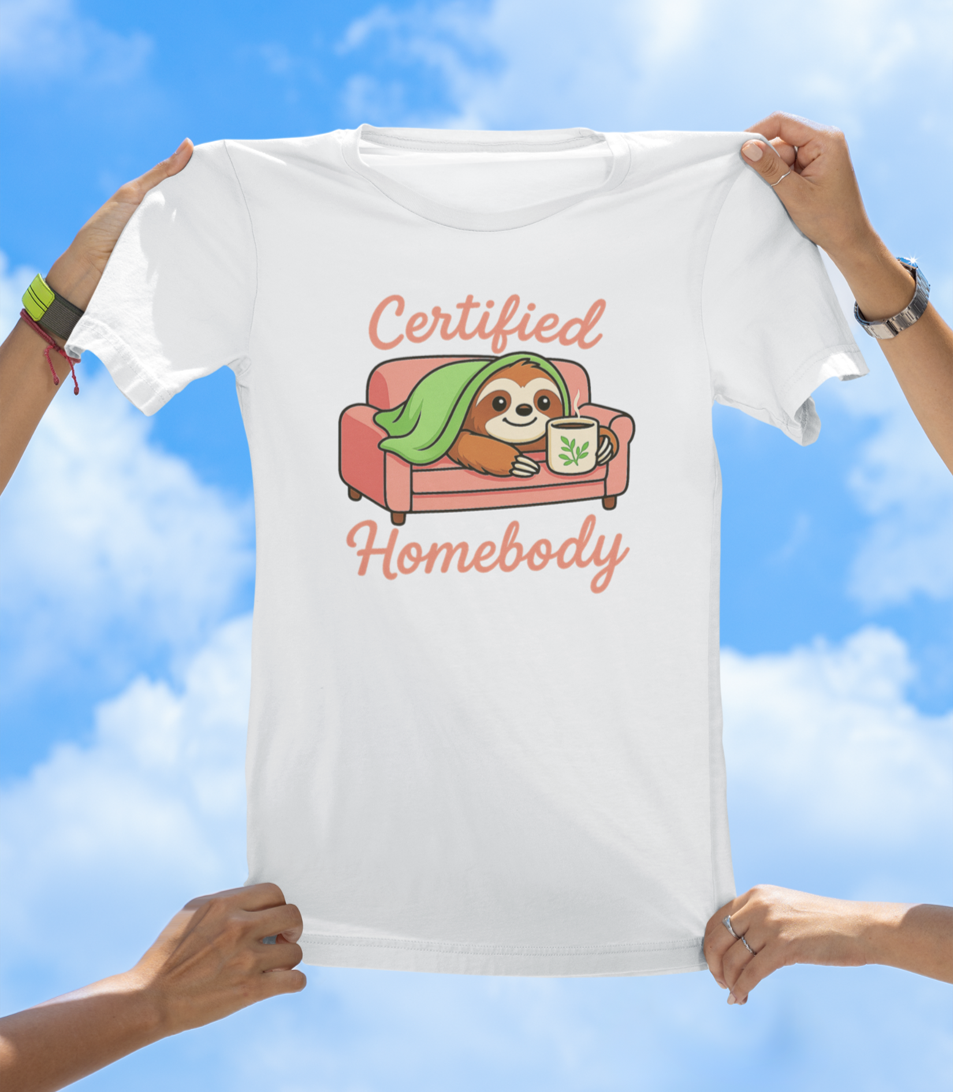 Certified Homebody T-Shirt | Cute Sloth Loungewear Tee