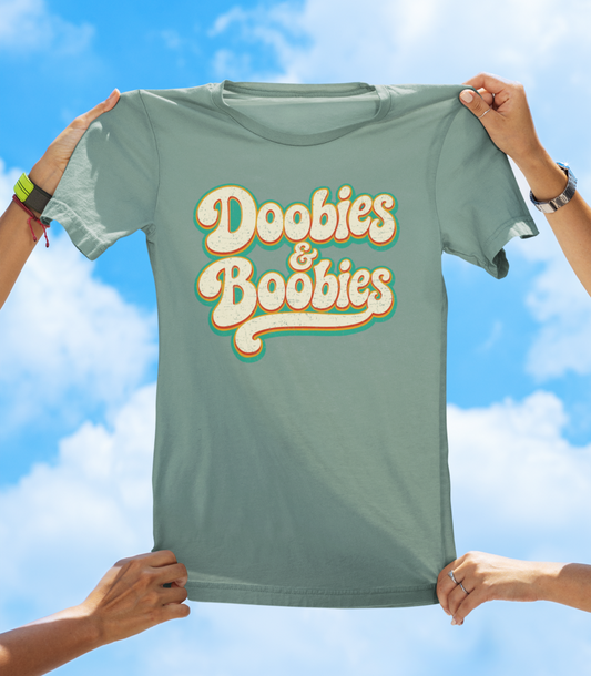 Doobies & Boobies T-Shirt – Retro Text Funny Graphic Tee - The Southern Yankee