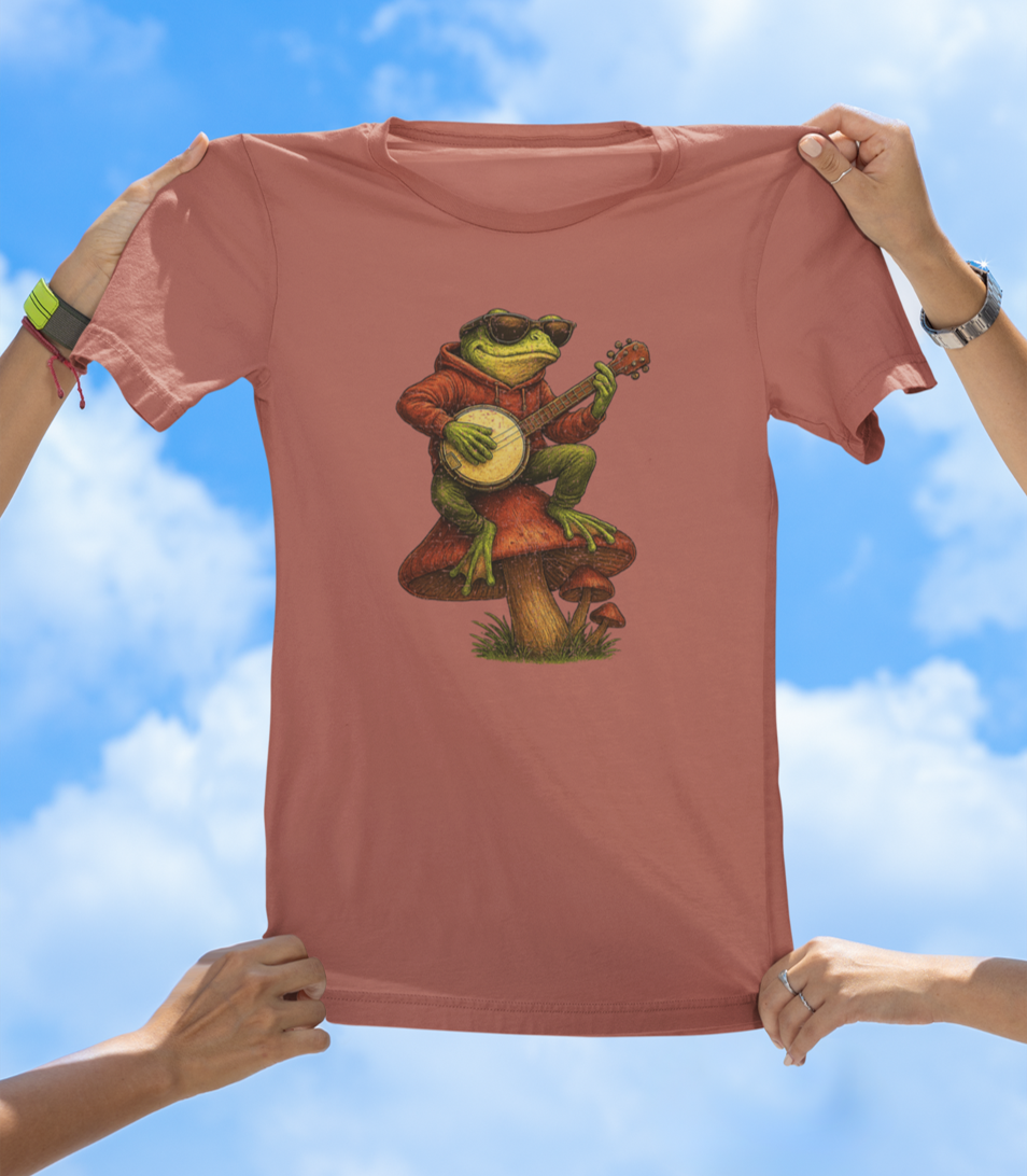 Frog Playing Banjo T-Shirt | Hand-Drawn Amphibian Music Tee - The Southern Yankee