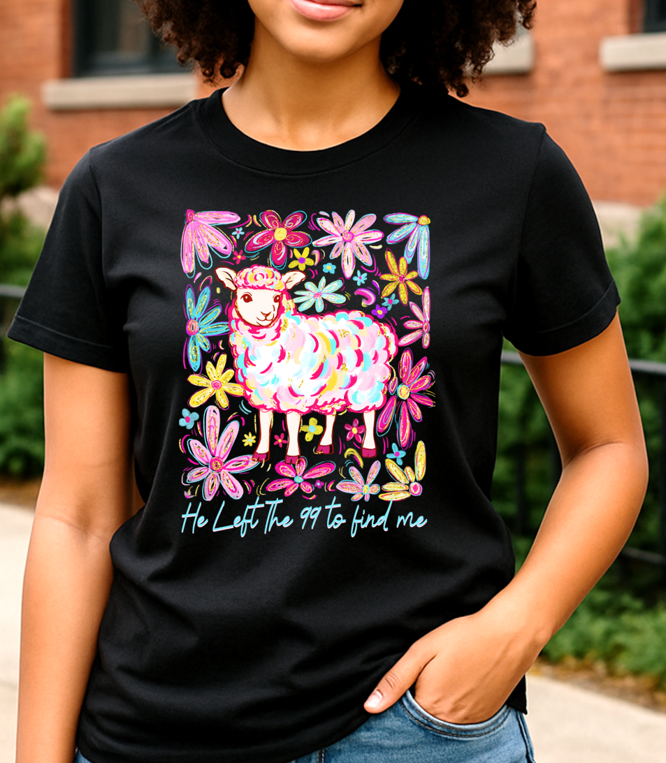 He Left the 99 to Find Me — Luke 15:4-7 | Floral Faith Tee