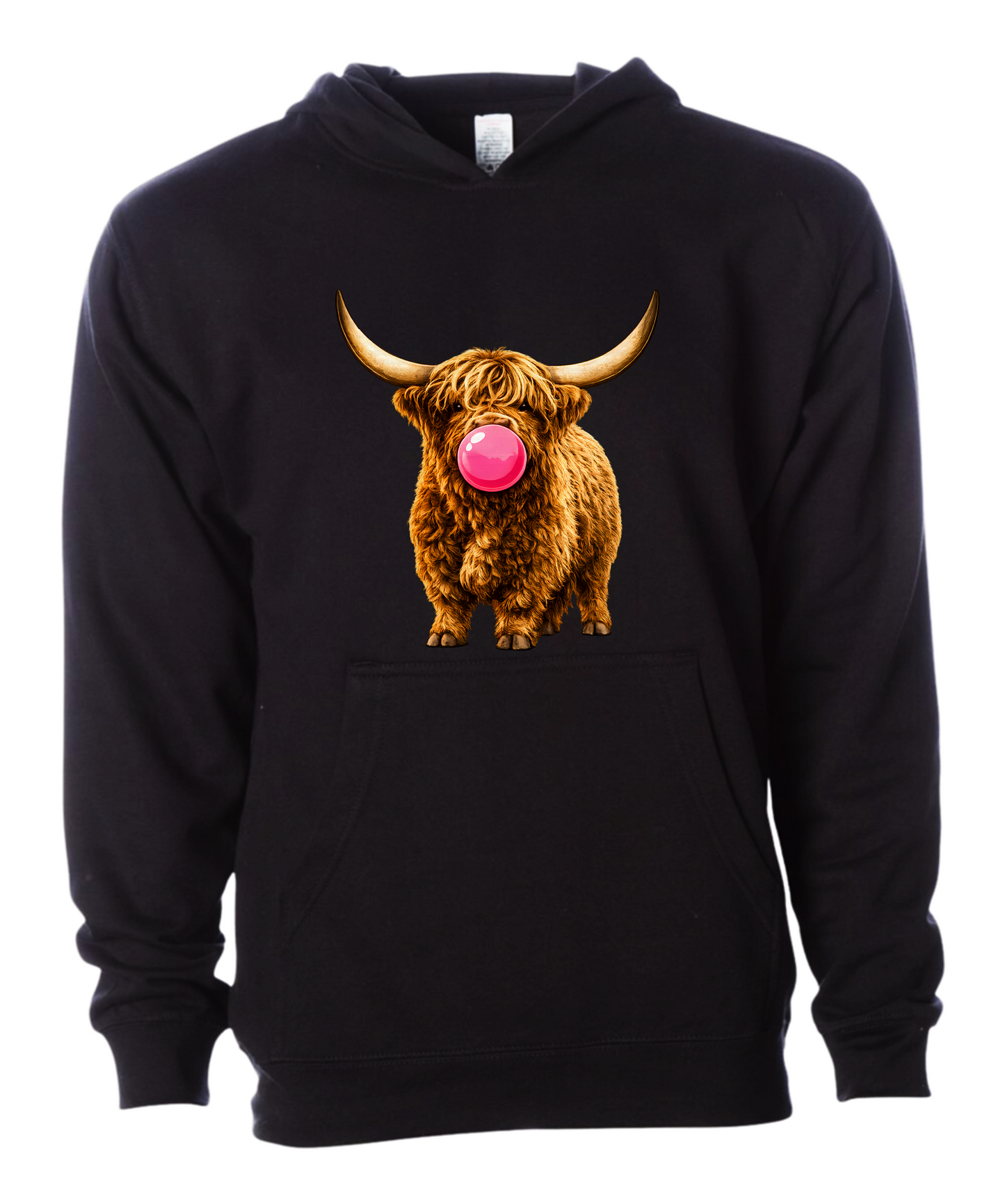 Sassy Bubble-Blowing Highland Cow Hoodie