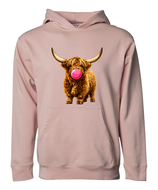 Sassy Bubble-Blowing Highland Cow Hoodie - The Southern Yankee