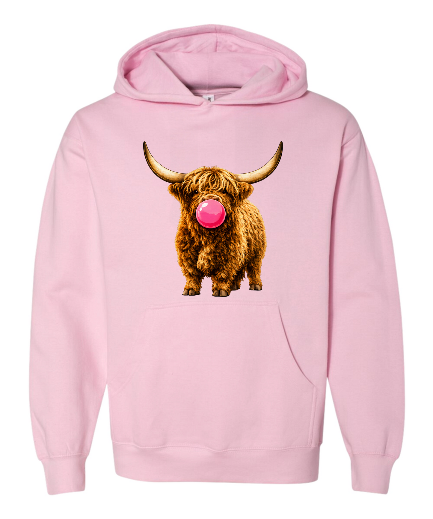 Sassy Bubble-Blowing Highland Cow Hoodie