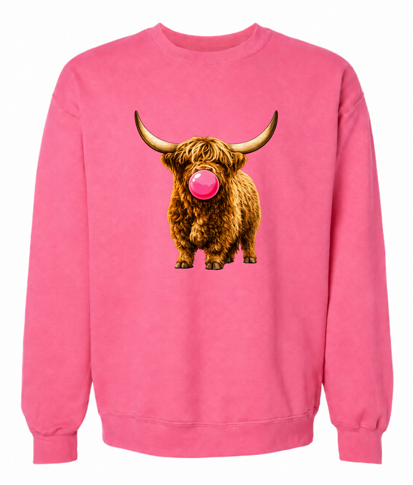 Sassy Bubble-Blowing Highland Cow Sweatshirt