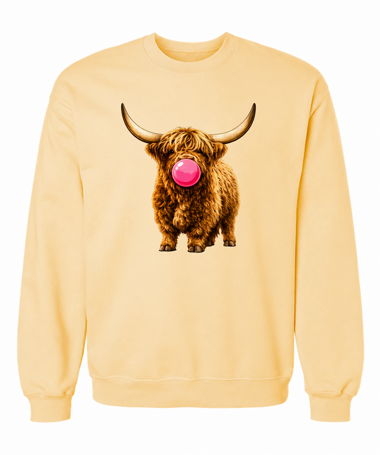 Sassy Bubble-Blowing Highland Cow Sweatshirt