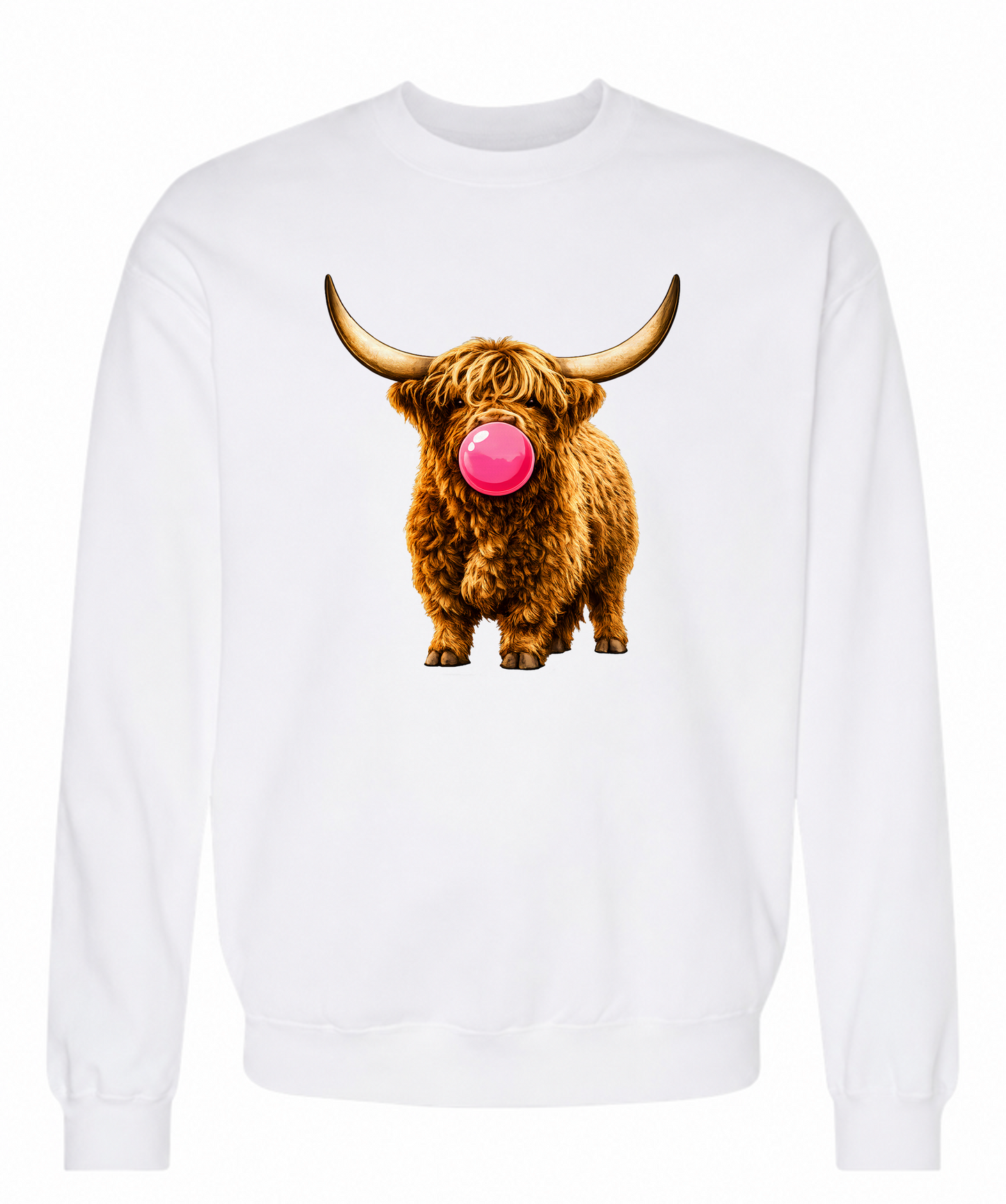 Sassy Bubble-Blowing Highland Cow Sweatshirt