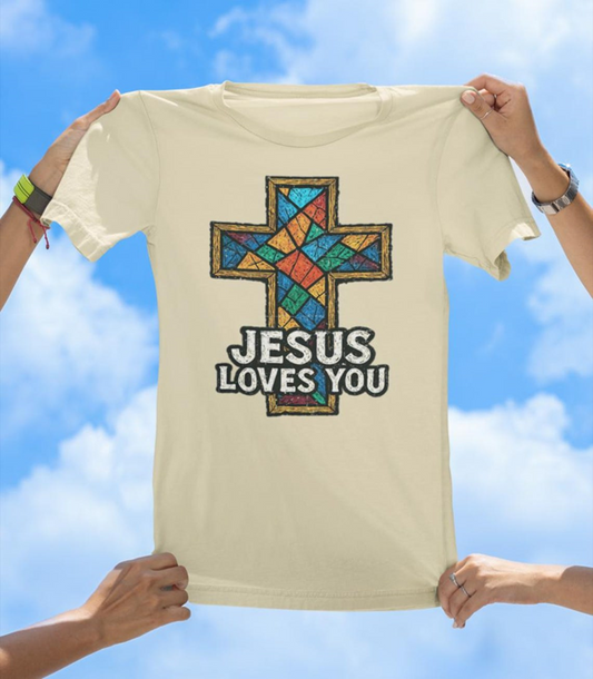Stained Glass Cross T-Shirt | Inspirational Christian Faith Tee - The Southern Yankee