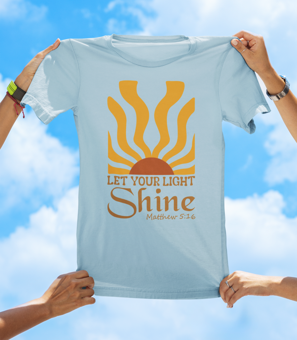 Let Your Light Shine – Matthew 5:16 | BOHO Floral Faith Graphic Tee