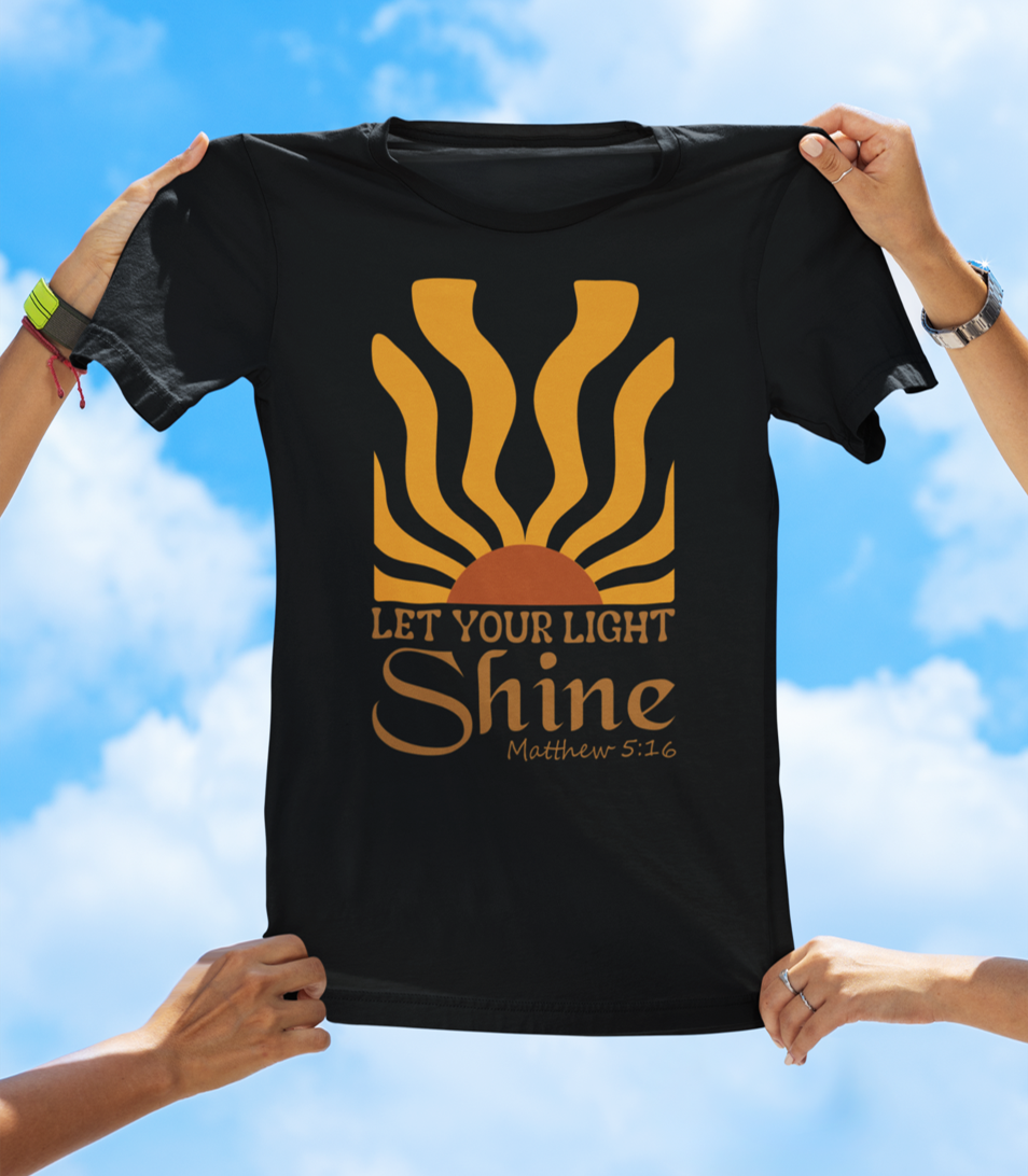 Let Your Light Shine – Matthew 5:16 | BOHO Floral Faith Graphic Tee