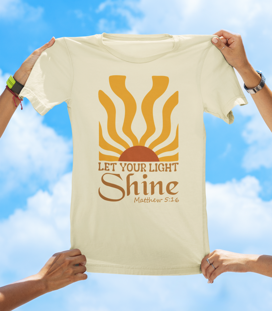 Let Your Light Shine – Matthew 5:16 | BOHO Floral Faith Graphic Tee
