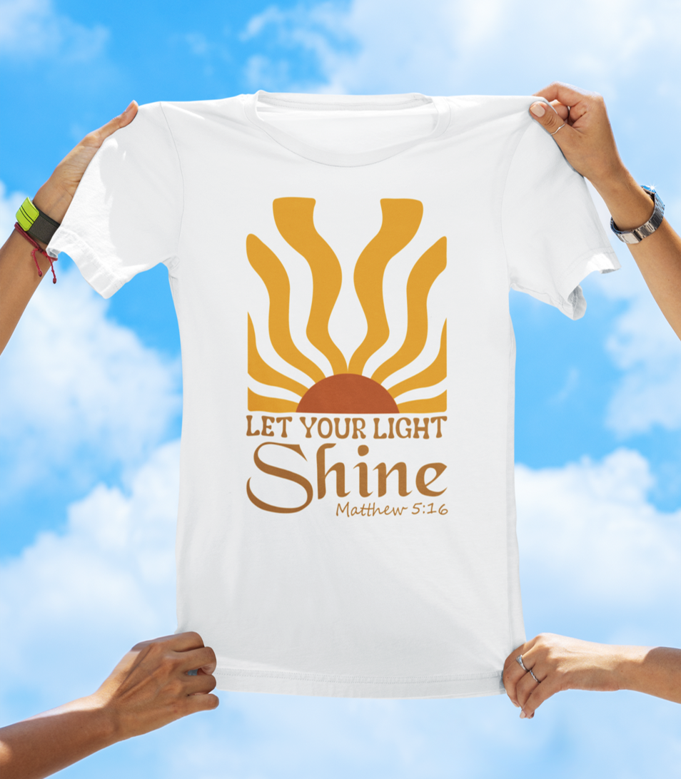 Let Your Light Shine – Matthew 5:16 | BOHO Floral Faith Graphic Tee