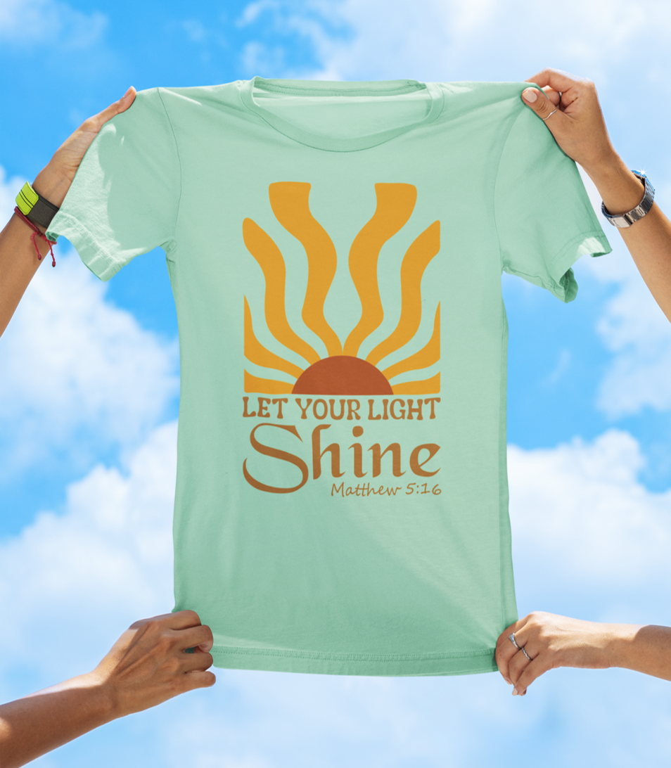 Let Your Light Shine – Matthew 5:16 | BOHO Floral Faith Graphic Tee