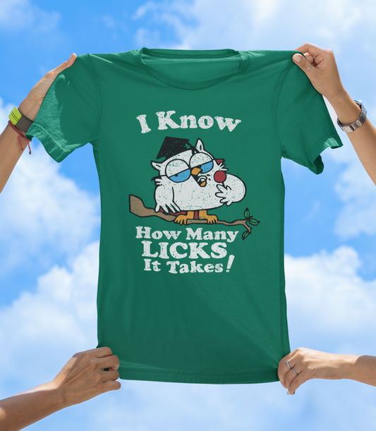 I Know How Many Licks T-Shirt | Funny Retro Owl Graphic Tee