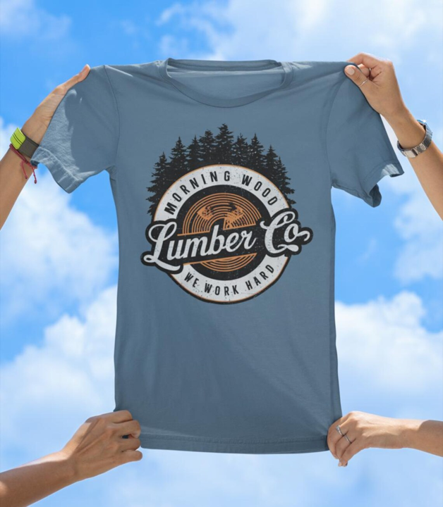 Morning Wood Lumber Co. T-Shirt | Funny Vintage Work Hard Graphic Tee