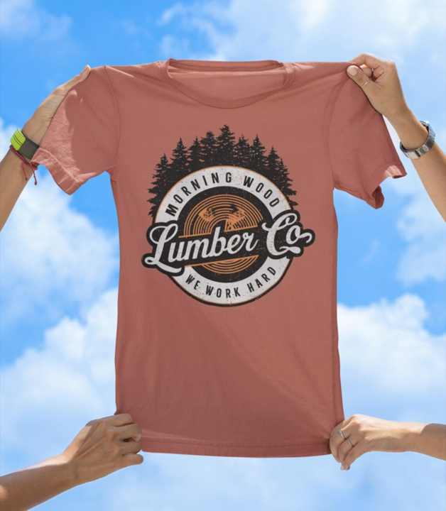 Morning Wood Lumber Co. T-Shirt | Funny Vintage Work Hard Graphic Tee
