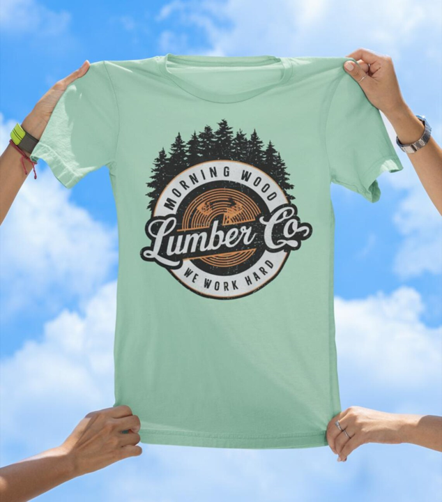 Morning Wood Lumber Co. T-Shirt | Funny Vintage Work Hard Graphic Tee